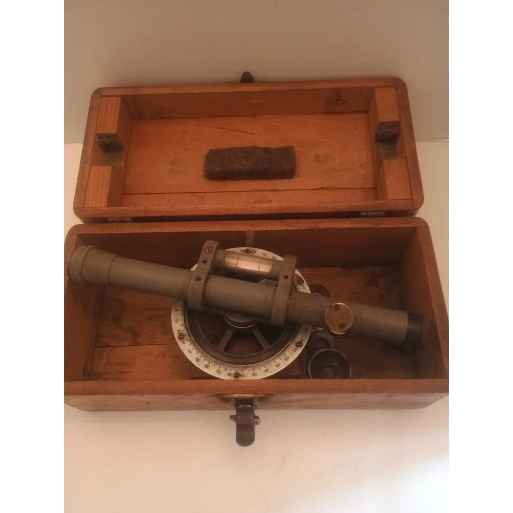 Vintage Transit Level Service Blue Print Co.& Wooden Handle